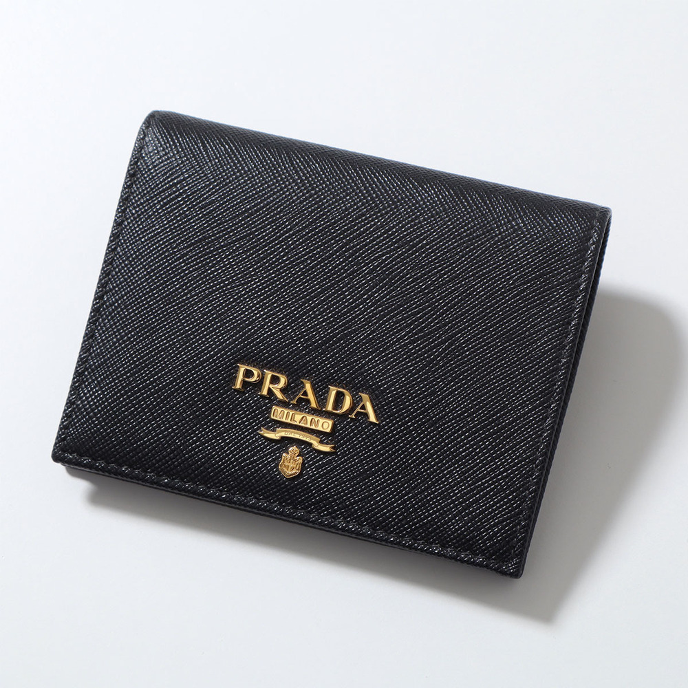 Prada Bi fold Wallet QWA Leather Saffiano Nero Black